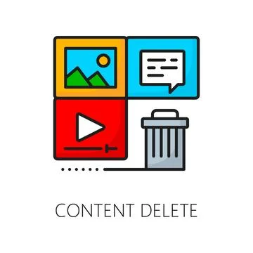Content delete, CMS content management system icon Illustrazione stock
