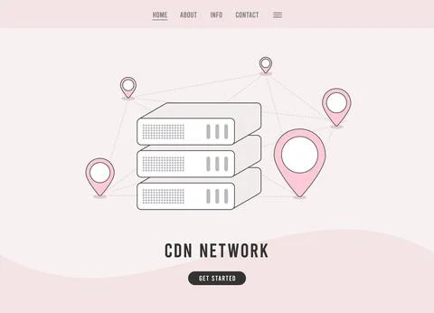 Content delivery network - CDN concept. Geographically distributed data centers Stock Illustration