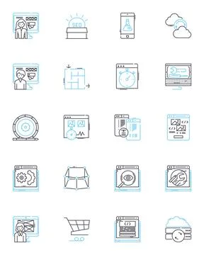 Content design linear icons set. Strategy, User-centered, Information, Messaging Stock Illustration