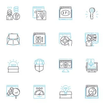 Content design linear icons set. Strategy, User-centered, Information, Messaging Stock Illustration