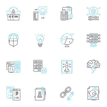 Content design linear icons set. Clarity, User-friendly, Visuals, Headings Stock Illustration