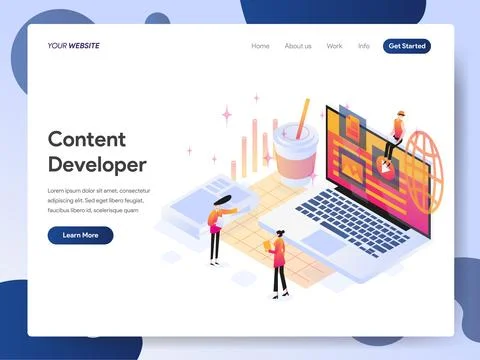 Content Developer banner of landing page Stock Illustration