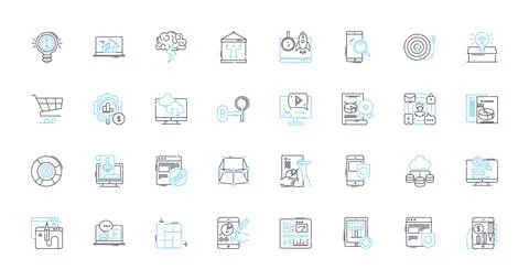 Content development linear icons set. Creativity, Research, Strategy, Writing Stock Illustration