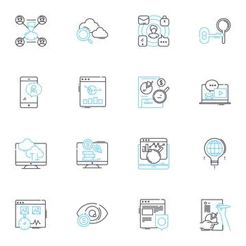 Content development linear icons set. Creativity, Research, Strategy, Writing Stock Illustration