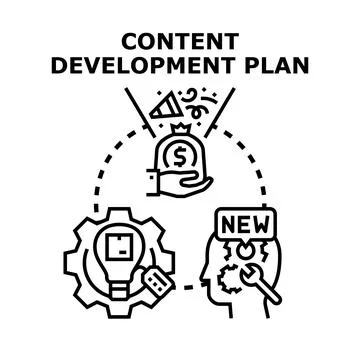 Content development plan developing marketing project idea Stock Illustration