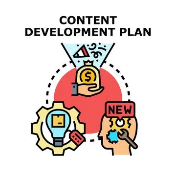 Content development plan developing marketing project idea Illustrazione stock
