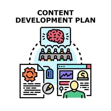Content development plan process vector illustration Stock Illustration