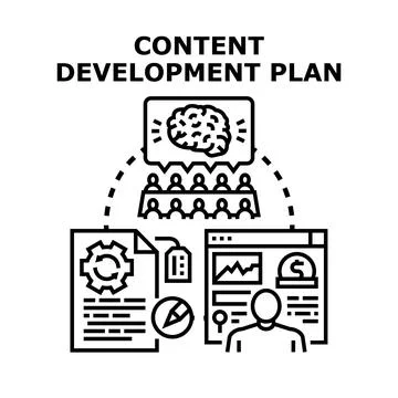 Content development plan process vector illustration Stock Illustration