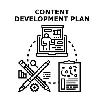 Content development plan strategy creating effective digital media Stock Illustration