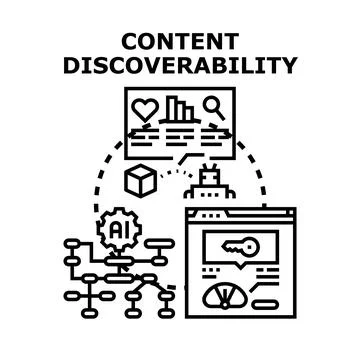 Content discoverability global digital marketing strategy Stock Illustration