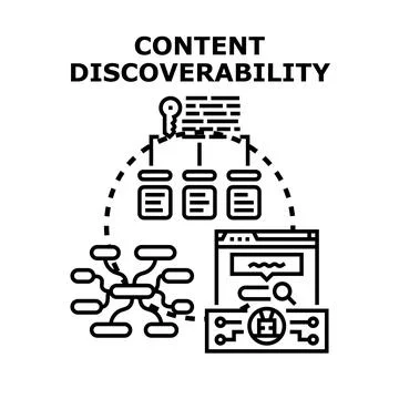 Content discoverability improving digital marketing strategy Stock Illustration