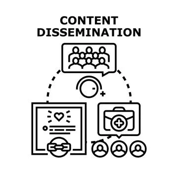 Content dissemination vector concept illustration spreading information Stock Illustration
