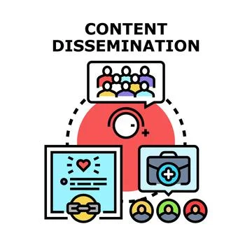 Content dissemination vector concept illustration spreading information Stock Illustration