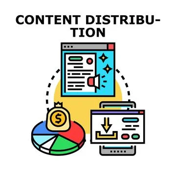 Content distribution concept featuring digital marketing strategy Stock Illustration