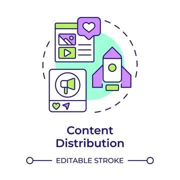 Content distribution multi color concept icon Stock Illustration