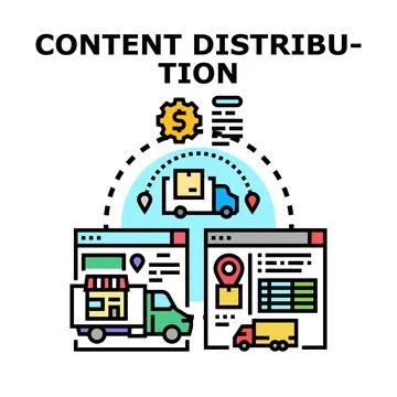Content distribution network delivering digital assets icon Stock Illustration