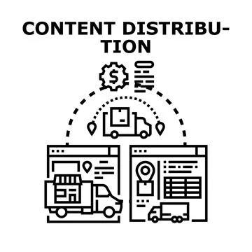 Content distribution network delivering digital assets icon Stock Illustration