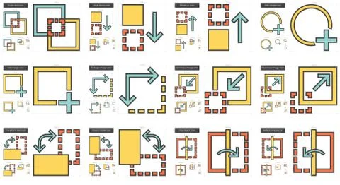 Content Edition line icon set Illustrazione stock