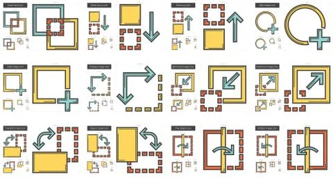 Content Edition line icon set. Illustrazione stock