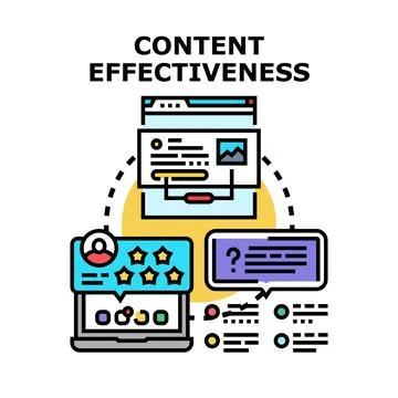 Content effectiveness evaluating website user feedback Illustrazione stock