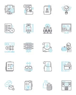 Content engine linear icons set. Optimization, Automation, Personalization イラスト素材
