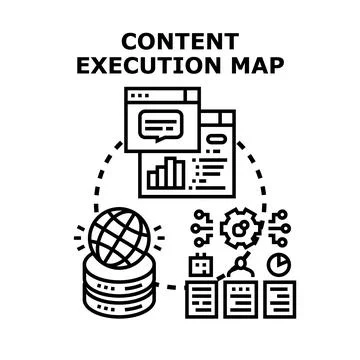 Content execution map planning digital strategy process Stock Illustration