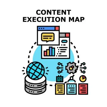 Content execution map planning digital strategy process Stock Illustration