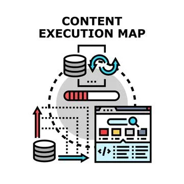 Content execution process map concept Stock Illustration