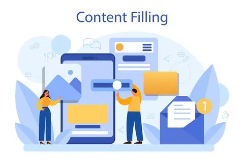 Content filling concept. Making responsive and viral content Stock Illustration