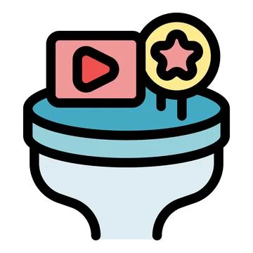 Content filtering system processing videos and rating with star symbol Stock Illustration