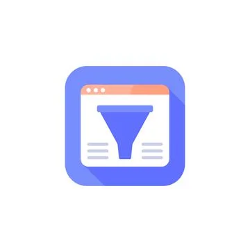 Content filtering vector icon with a funnel Illustrazione stock