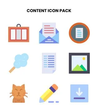 Content Flat Bundle Icons Pack Stock Illustration