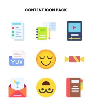 Content Flat Collection Icons Pack 스톡 일러스트