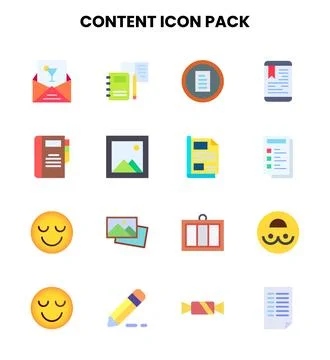 Content Flat Collection Icons Pack Stock Illustration