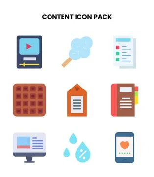 Content Flat Collection Icons Pack Stock-Illustration