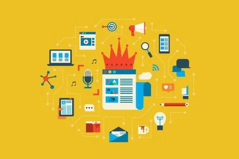 Content flat design concept illustration 스톡 일러스트