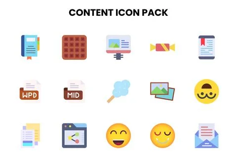 Content Flat Icons Pack Stock Illustration