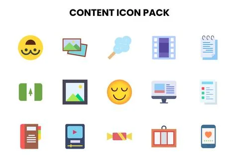 Content Flat Icons Pack Stock Illustration