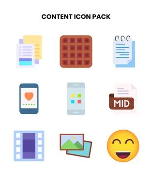 Content Flat Vector Icons Pack Stock-Illustration