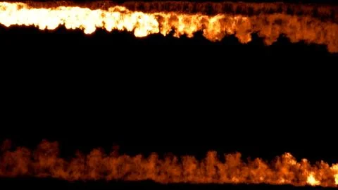 Content frame of 2 lines of fire burning on black Stock Illustration