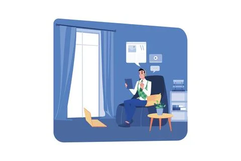Content Freelancer Is Writing Content For An Advertisement Stock Illustration