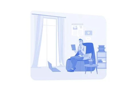 Content Freelancer Is Writing Content For An Advertisement Illustrazione stock