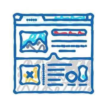 Content gap analysis seo icon doodle illustration Stock Illustration