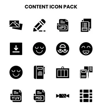 Content Glyph Graphics Icons Pack 스톡 일러스트