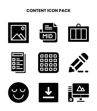 Content Glyph Graphics Icons Pack Stock Illustration