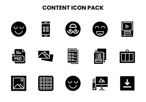Content Glyph Vector Icons Pack Stockillustratie