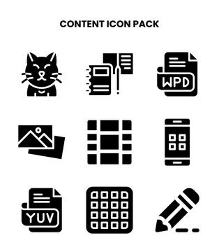 Content Glyph Vector Icons Pack 스톡 일러스트