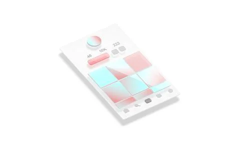 Content grid profile or account interface frame mockup, side view Illustrazione stock