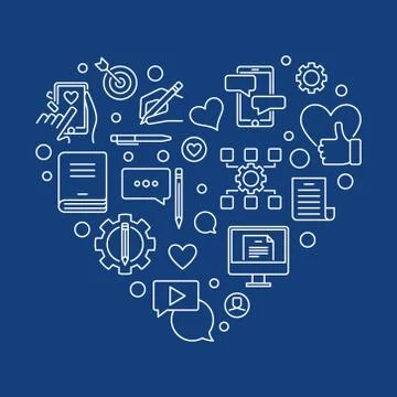 Content Heart vector concept minimal thin line illustration Stock Illustration