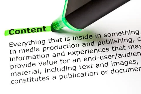 Content highlighted in green Stock Photos
